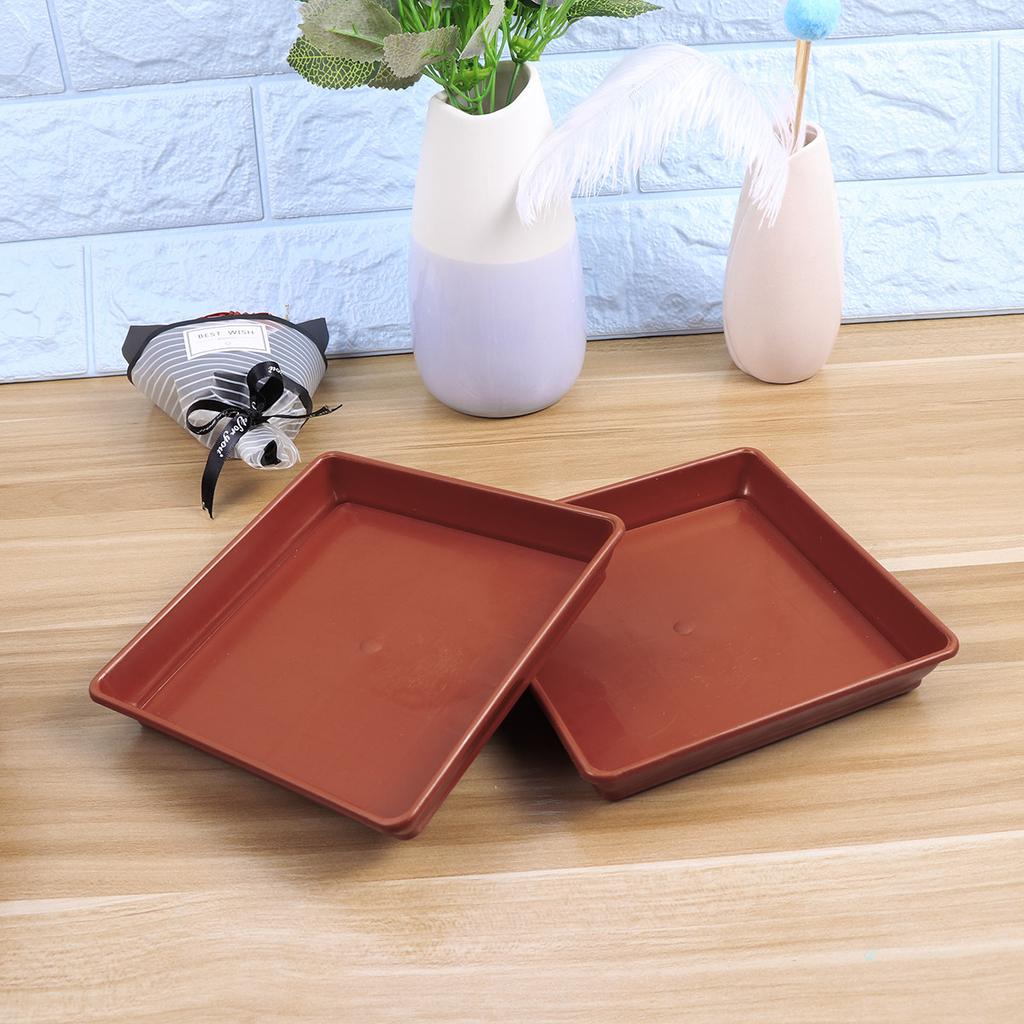 10pcs Plastic Flower Pot Tray Square Resin Saucer For Succulents Small Plants Bonsai Watering Tray Garden Indoor Outdoor Use