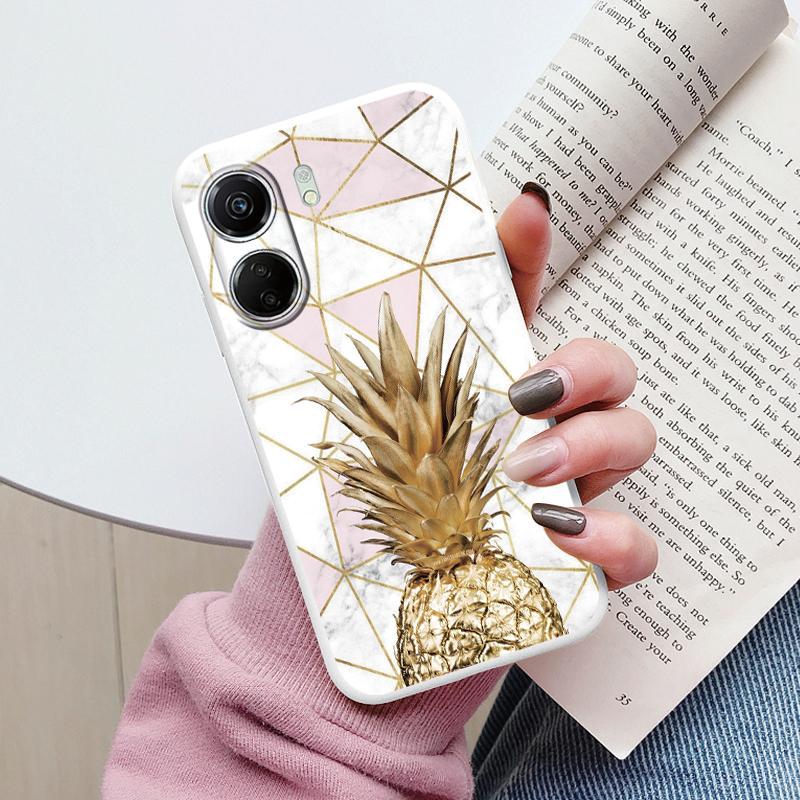 For Redmi 13C Pink Gold Marble Art Fashion Phone Case Soft Silicone Fundas Cover For Redmi13C 13 C Coque Matte Shockproof Bumper