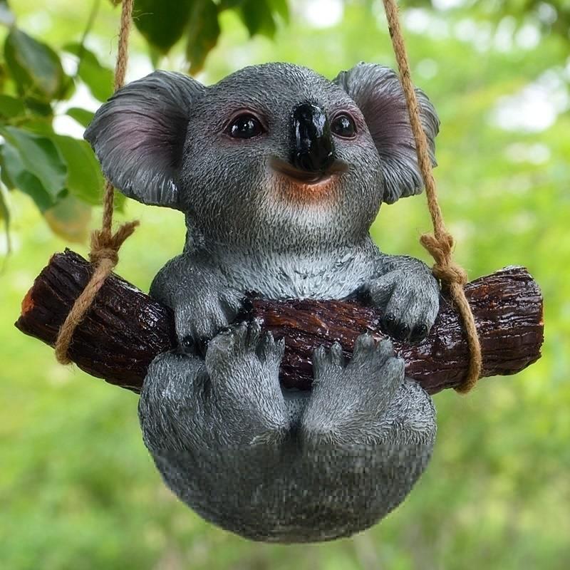 Krásná Houpající se Koala Medvěd Panda Veverka ZOO Závěsná Socha Venkovní Figurky pro Patio Dvůr Zahradní Dekorace Řemesla