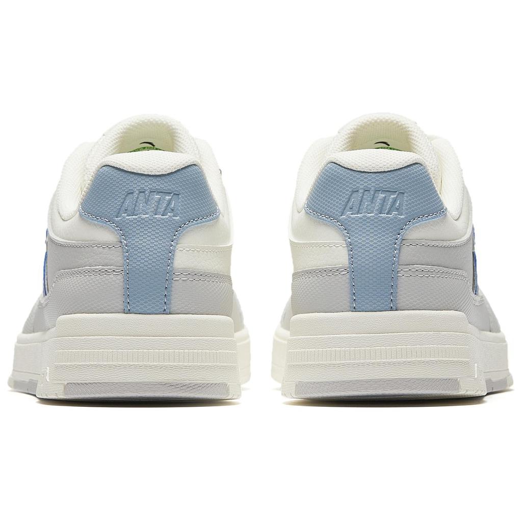 Anta Street Fun Sports Casual Height Increasing Wear Resistant Lightweight Non Slip Low Top Skate Shoes Women Sneakers White Gray Blue 922518007-2