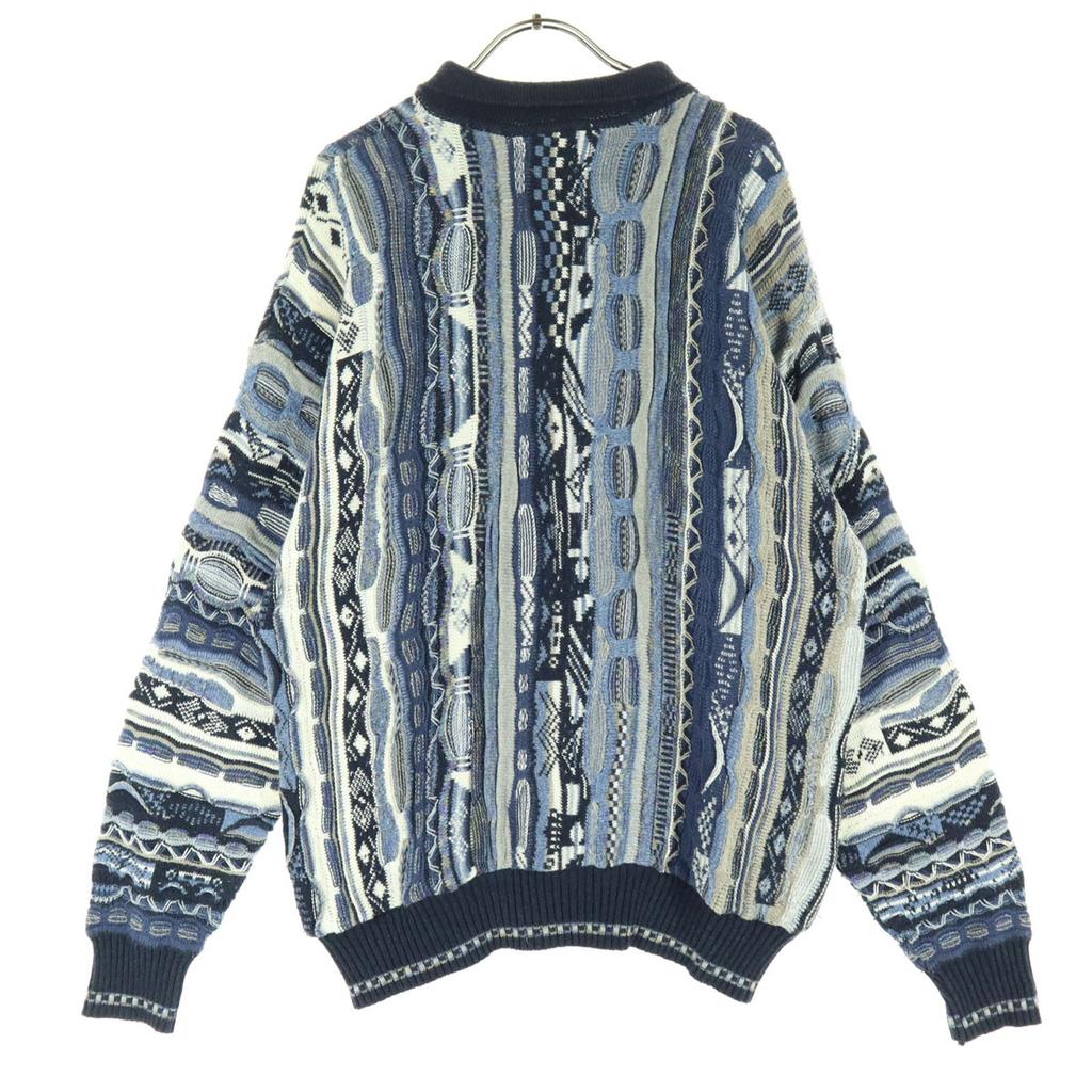 COTTON TRADERS 90s Old Overall handle Long sleeve knit Polo shirt 3D knit Men's Used