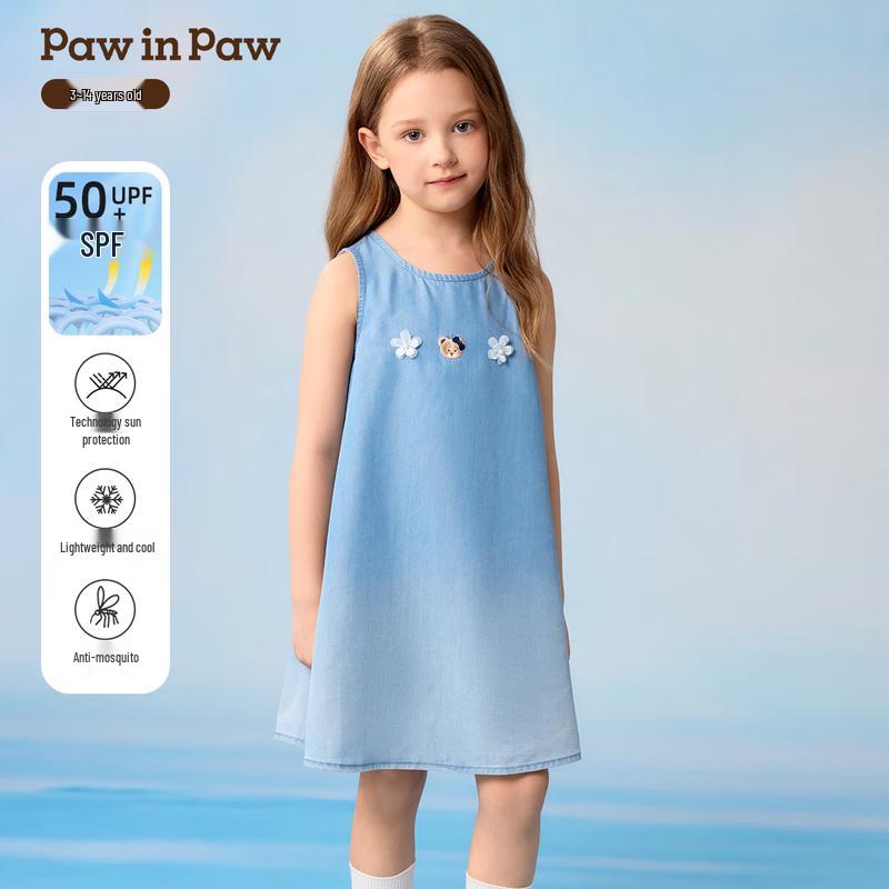 

PawinPaw Girls Cartoon Bear Sleeveless Denim Dress L