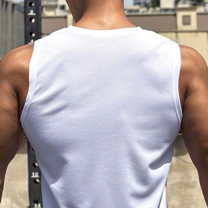 Menn Stretch Quick Dry Vest Fitness Sport Uformell ermeløs skjorte