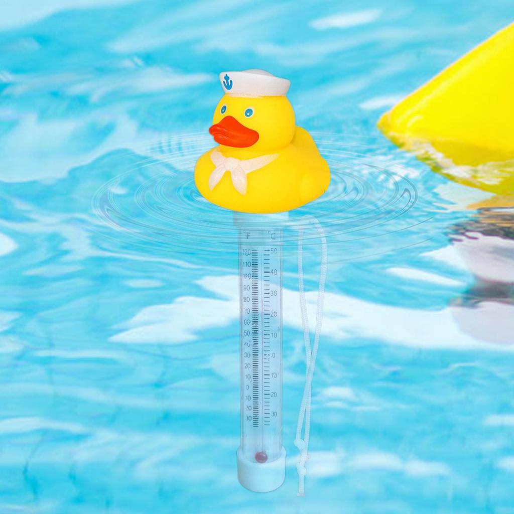 Rubber Duck Float Temperature Gauge For Pool Duck Precise Temperature Gauge With String For Outdoor & Indoor Swimming