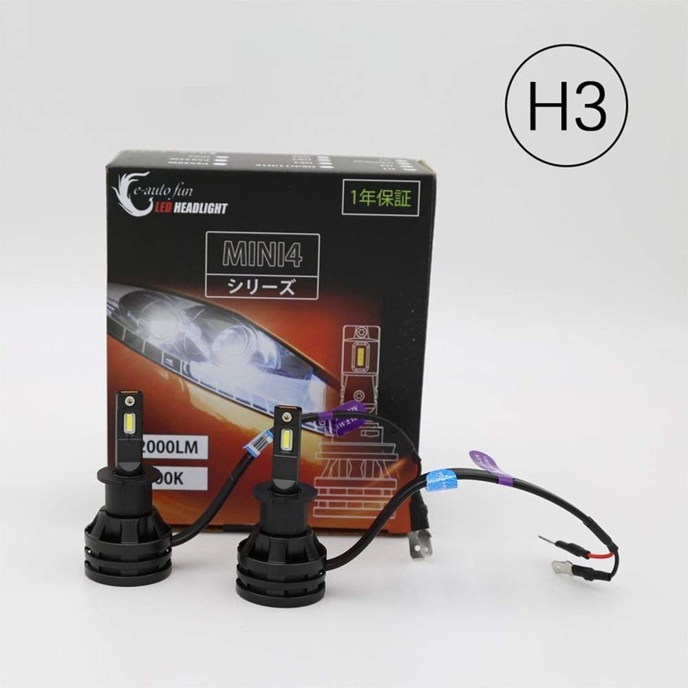 Mini4 H3 60W LED Headlights and Fog Vehicle Inspection Compliant Lamps, 12,000 Lumens, 6,000K White,
