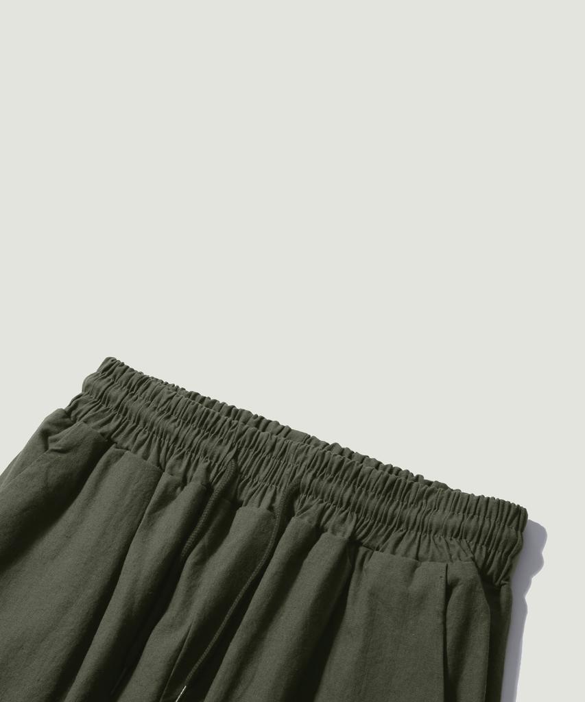 EASE Linen Elastic Waist Pants [Regular Fit]_Khaki_Unisex