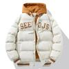 2025 Winter Baseball Jacket Harajuku Fake 2 Pct Design Thick Down Cotton Padded Coat Streetwear Loose Cold-proof Hooded Coat