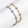 Gold Plated Amethyst CZ Four-Leaf Clover Tennis Bracelet – Luxury Purple Jewelry, Sparkle Gift for Women