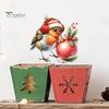 Indoor Outdoor Bird Decals Christmas Wall Sticker, Cute Watercolor with Wreath/Scarf/Hat/Ear Warmer, PVC Waterproof Creative Gifts for Home