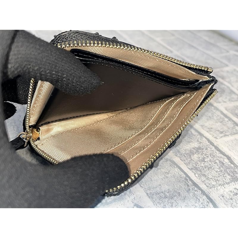 [GUODI] Compact Mini Wallet L-shaped Zipper Type Comes with a Carry Strap Python Genuine Leather Ladies Men's HJ-PY101 Snakeskin Snakeskin Snakeskin