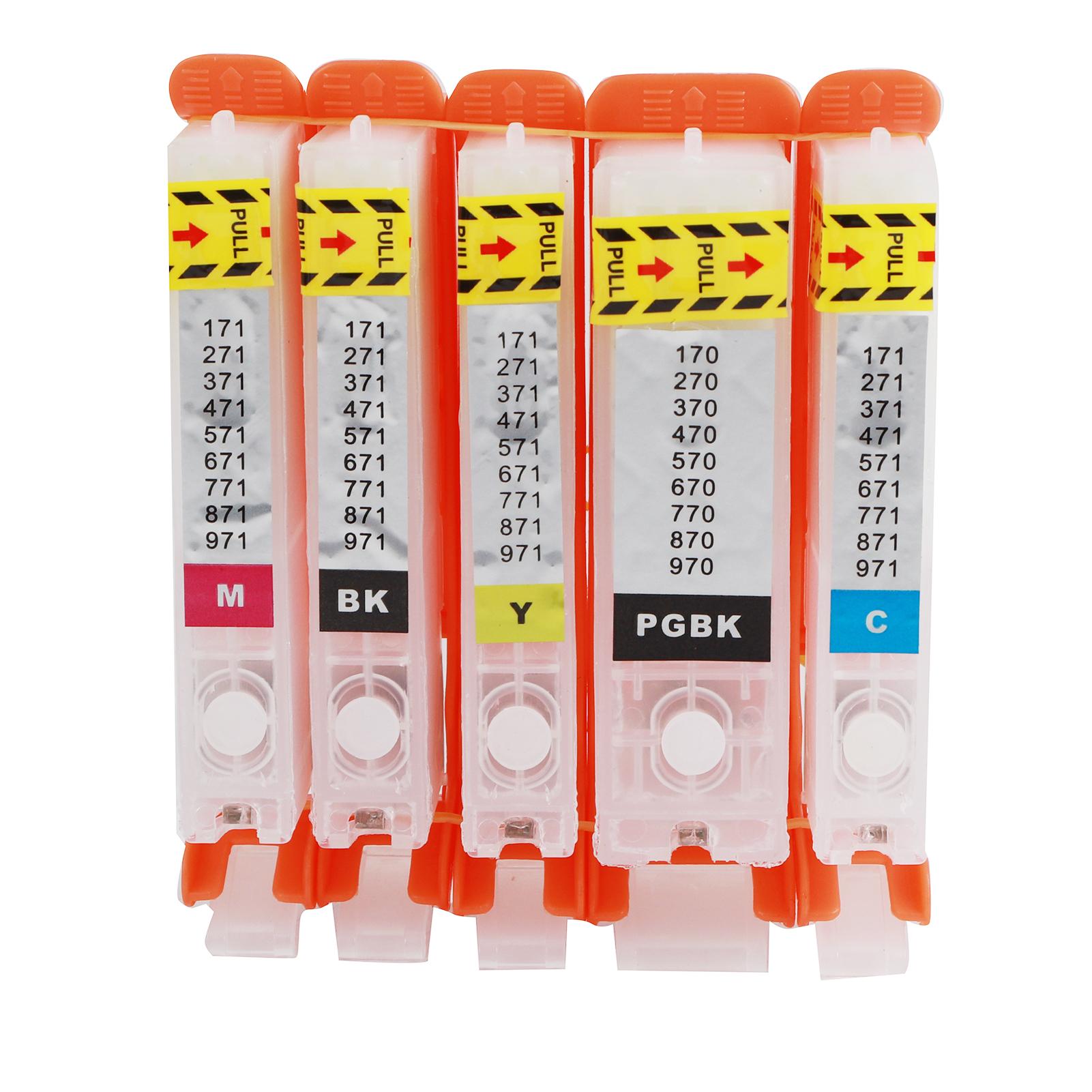 

5 шт. Картридж з чорнилом PGBK BK C M Y 5 кольорів Плавний вихід Багаторазовий картридж з чорнилом для друку 670 671