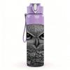1PC Grey Owl Realistic Face Portrait Print 750ml Color Plastic Sports Water Bottle Leakproof Flip Straw Lid Suitable for Sports Office Home Use