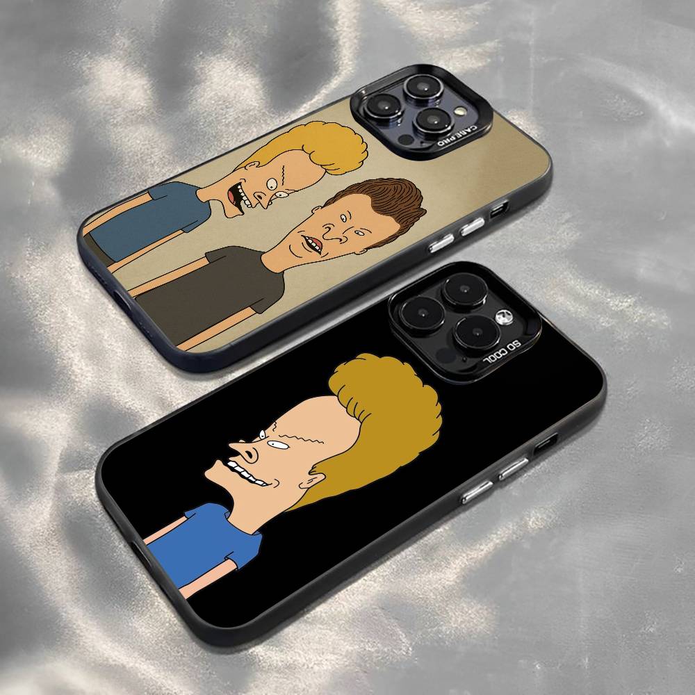 Beavis & B-Head Phone Case For iPhone 17,16,15,14,13,12,11 Plus,Pro Max,XS,Colored Silver Plated Inside Cover