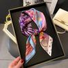 New Purple Luxury Floral Print Silk Square Scarf Women Soft Satin Hairband Hands Bag Ribbons Foulard Neckerchief Headband Hijab