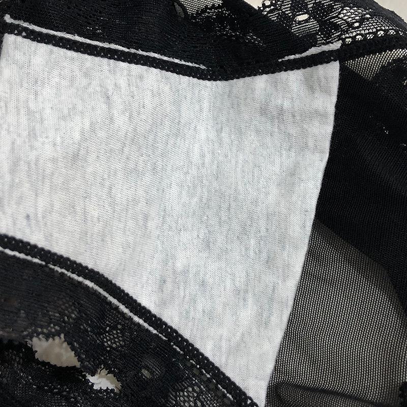 Satin Letter Hollowed Out Fashionable Women's Ice Silk Black Lace Underwear Sexy New Women's Triangle Pants