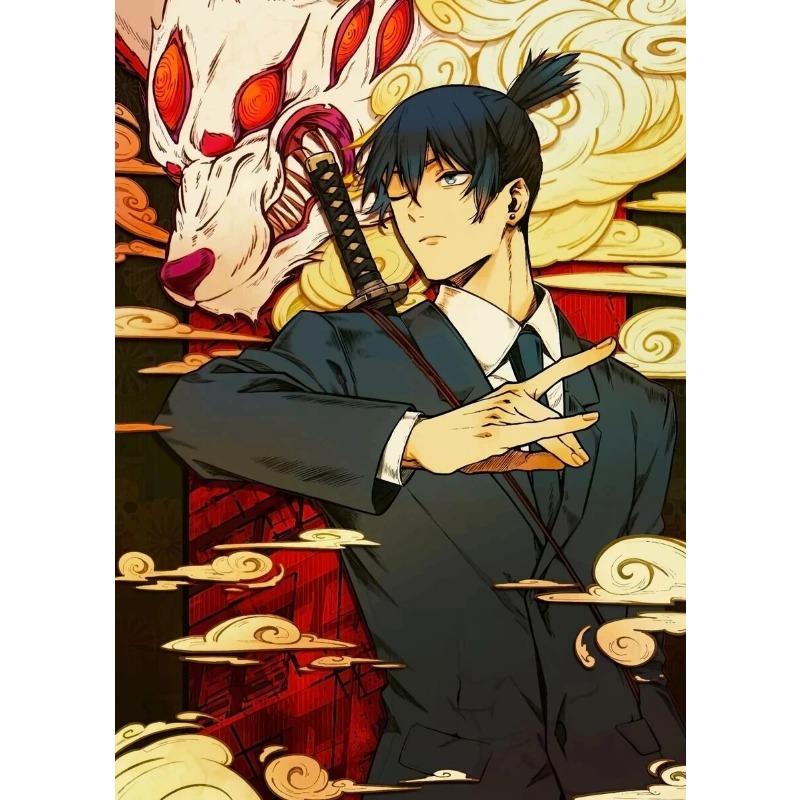 Hochwertige Japanische Anime Chainsaw Man Poster Leinwandbilder und Drucke HD Wandkunst für Wohnzimmer und Café Dekoration