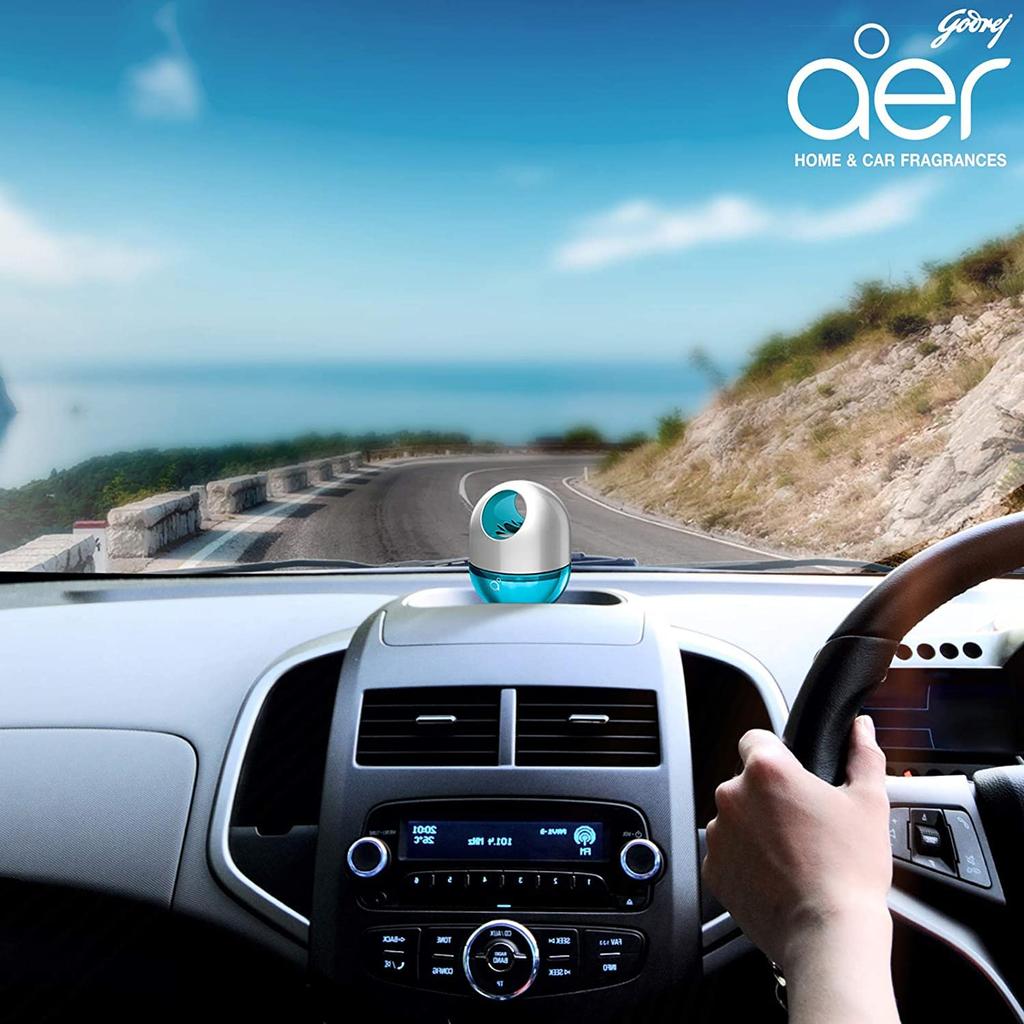 Godrej Aer Twist Car Air Freshener Cool Surf Blue 45 G | Long Lasting Gel Fragrance | Spill Proof Car Perfume for Dashboard or Cup Holder