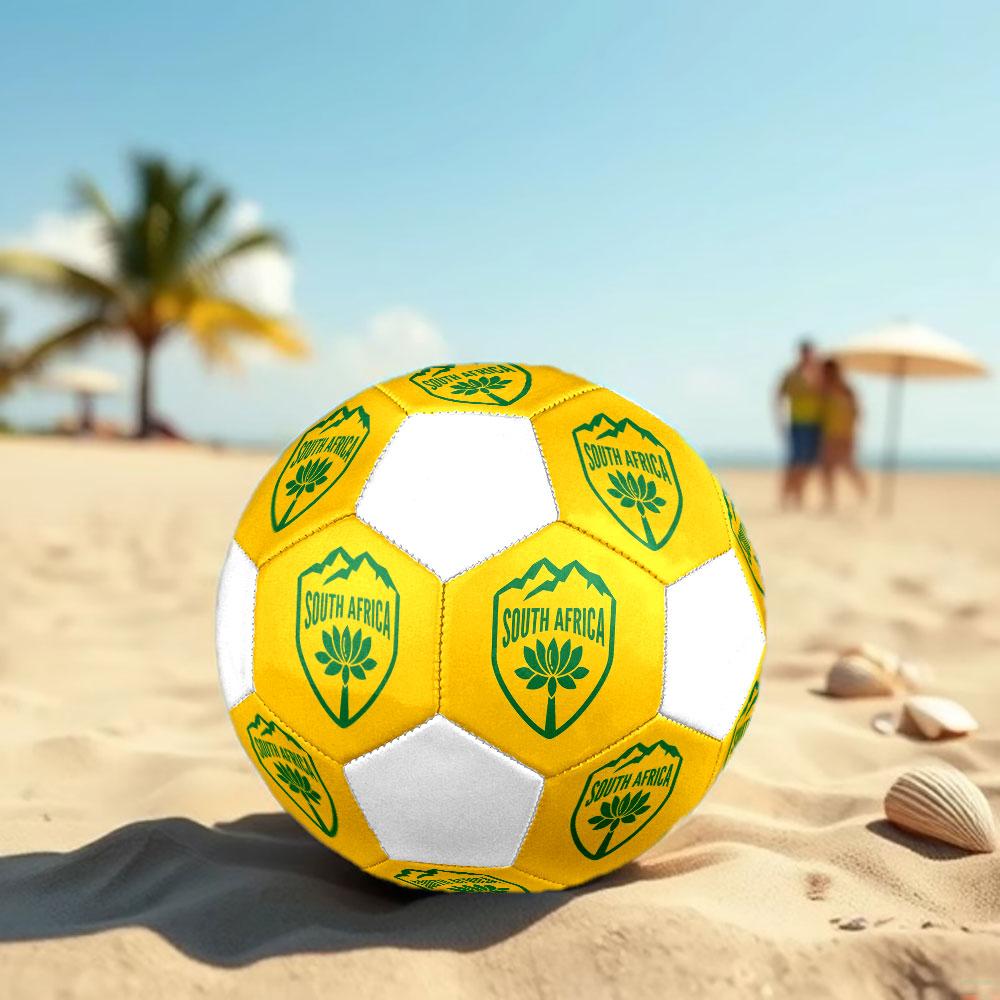 South Africa National Football Size 5 Soccer Ball, Machine-Stitched PVC, Durable & High Bounce, All Ages Fit, Fan Merchandise, Matches & Outdoor Use.