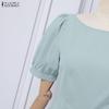 ZANZEA Damen Freizeit Rundhals Kurzarm Weitbein Jumpsuits