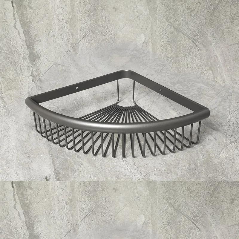 

Copper gold bathroom shower room wall corner basket non perforated bathroom rack triangular storage rack for bathroom shelves