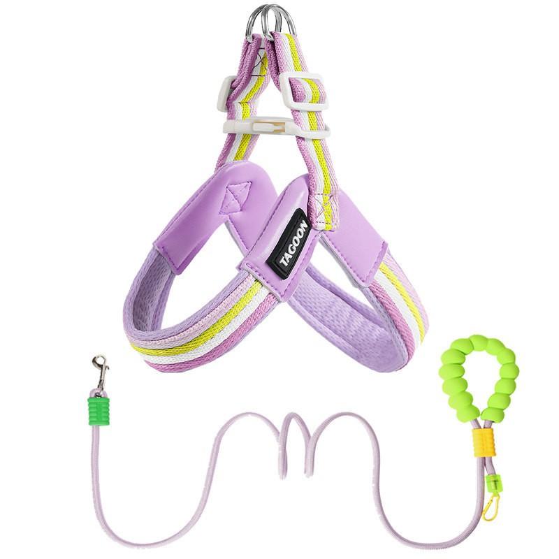 Adjustable Dog Harness With Leash Small To Medium Breeds - Breathable Vest Style Reflective Trim Stainless Steel Buckle