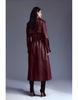 Trench Coat Handmade Lambskin Burgundy Genuine Leather Casual Soft Fit New Women
