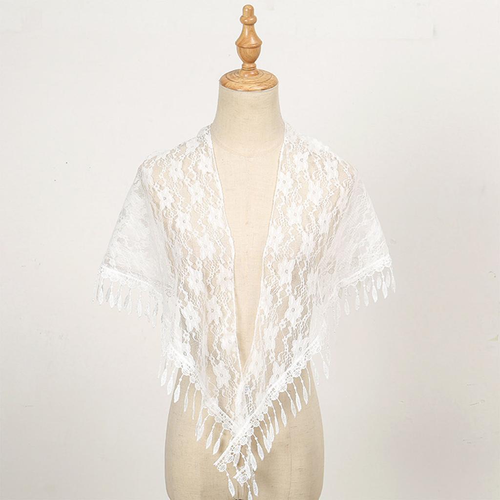Elegant Lace Shoulder Wrap Triangular Scarf With Tassels And Flower Pattern For Women Great For Weddings And Travel