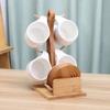 200ml Ceramic Coffee Cup Household Mug Creative Simple Hanging Cold Water Cup Set Kitchen Restaurant Tea Set Bamboo Wood Stand