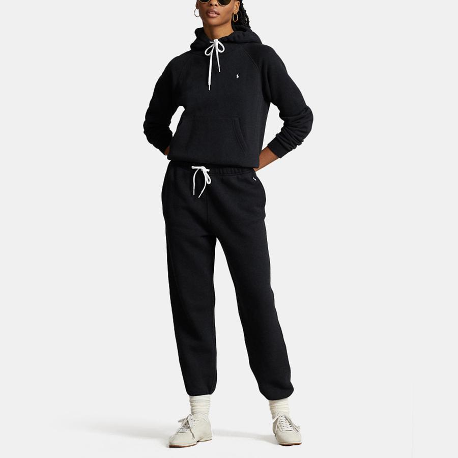 Polo Ralph Lauren Ss23 Einfarbig Logo Bestickt Kordelzug Elastischer Bund Lässige Sporthose Damen Unterteile Schwarz 211891560-003