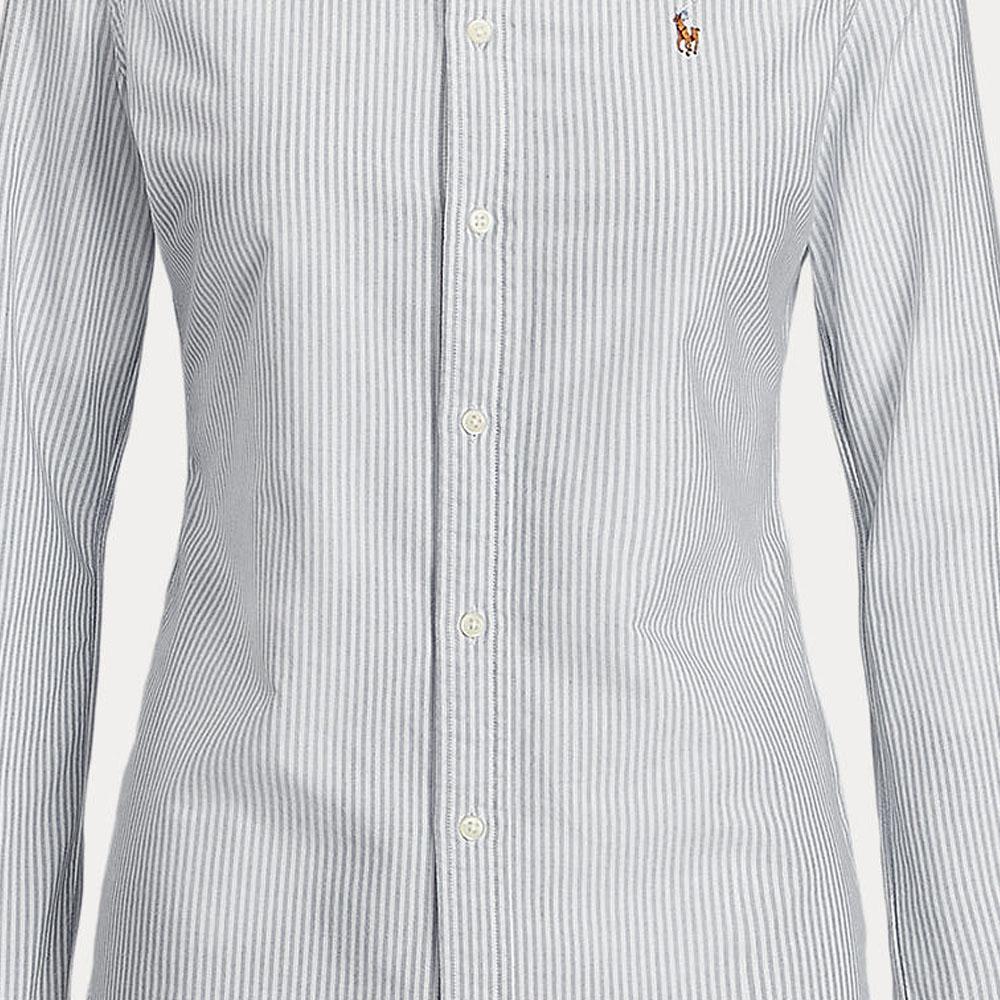 Polo Ralph Lauren Striped Single-Breasted Waist-Defining Long Sleeve Shirt Women shirts Blue 211747514-010