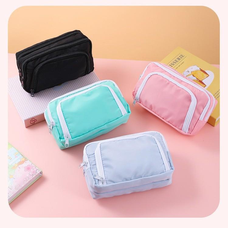 Three-Layer Open-Window Pencil Case: Large Capacity, Japanese Style, High-Value Stationery Bag