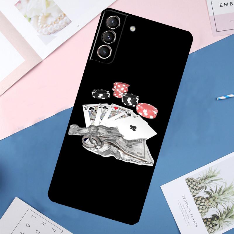 Ess i spader Pokerfodral För Samsung Galaxy S22 S23 S24 Ultra S9 S10 Plus Note 10 20 Ultra S20 S21 FE Skydd