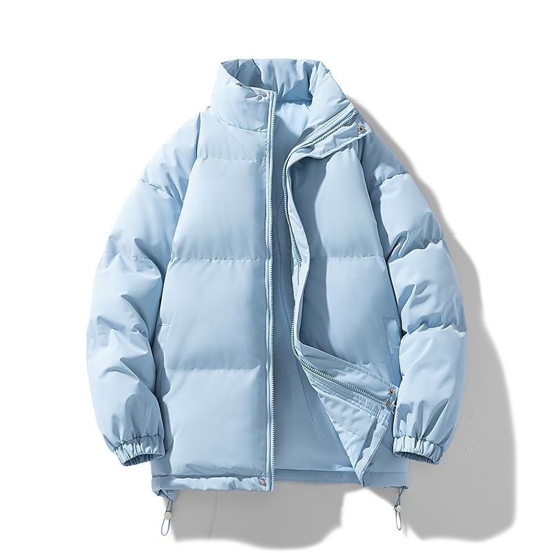 Winter Simple Solid Color Stand Up Collar Cotton Jacket Men's Korean Version Thick Warm Cotton Jacket Casual Versatile Couple's Bread Jacket