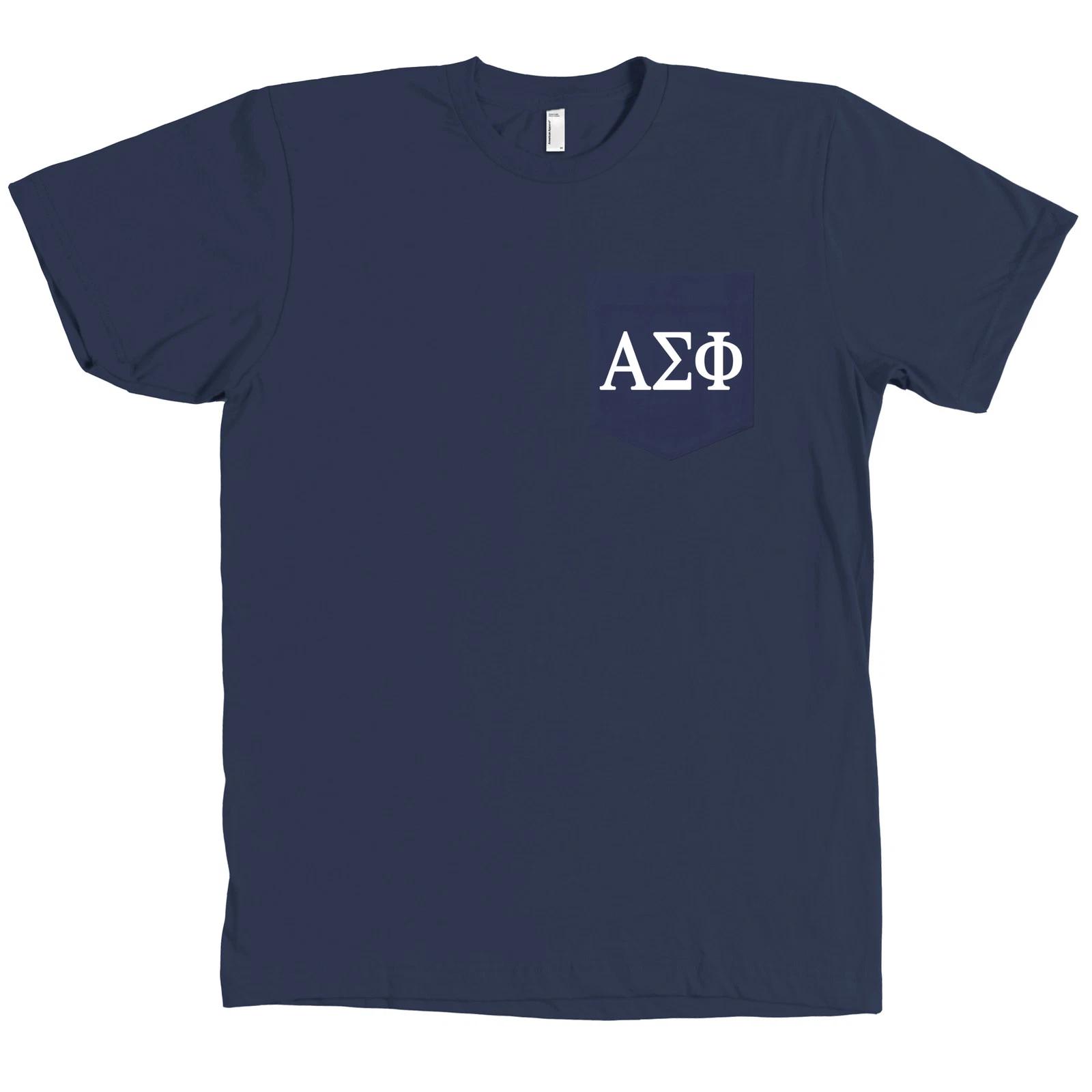 Alpha Sigma Phi Bella + Canvas POCKET Navy T Shirt Fraternity Letters Tee NEW S