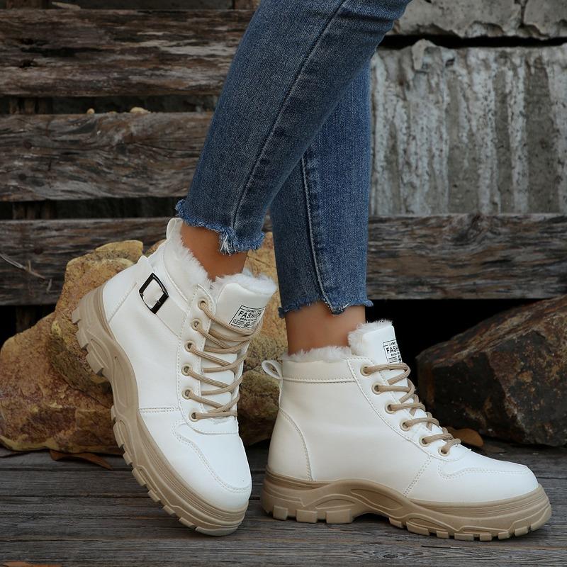 

Autumn and winter new large size Martin boots women s short tube round head front strap casual flat women s cotton shoes 43 белый