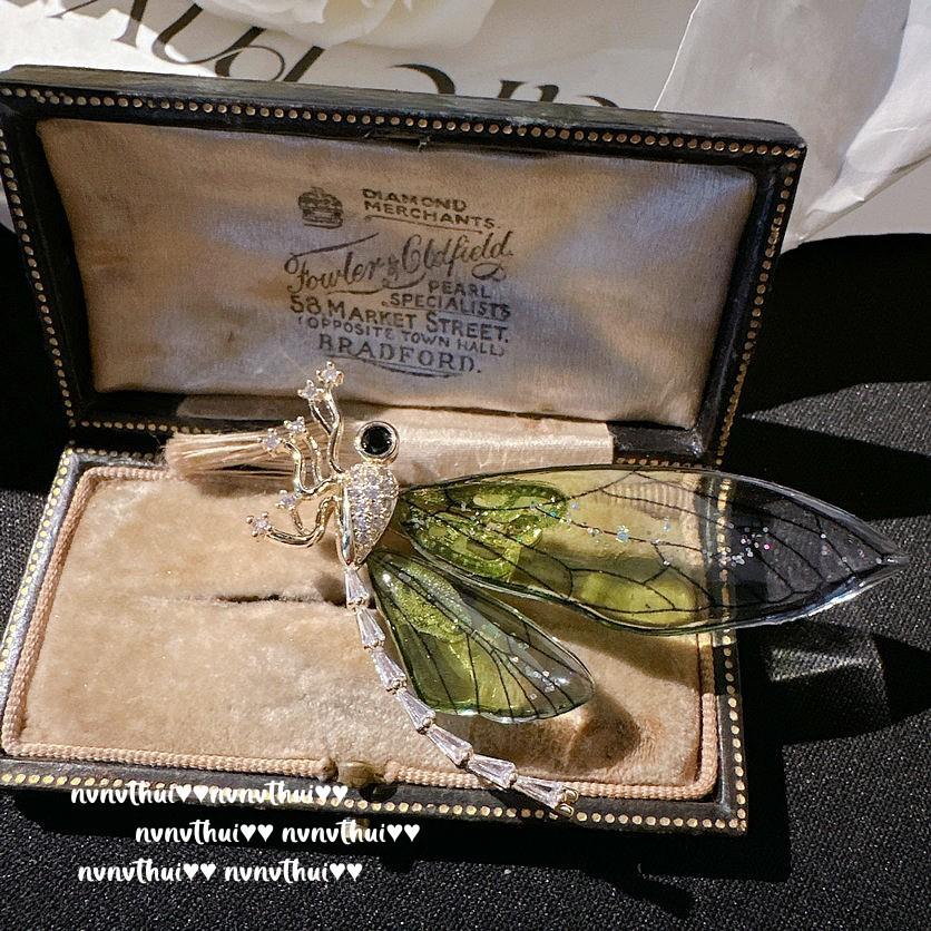 

Гусь, желтая капля воды, пчела, брошь с винтажным покрытием, 18-каратное золото, брошь с цирконом в виде крыла стрекозы