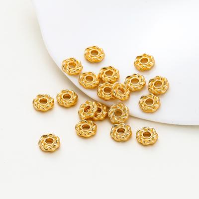 50 pièces 6mm Couleur Or 14K 18K Laiton Rond Tressage Fleur Hexagonal Perles de Bracelet Perles d'Écartement Apprêts de Bijoux Accessoires