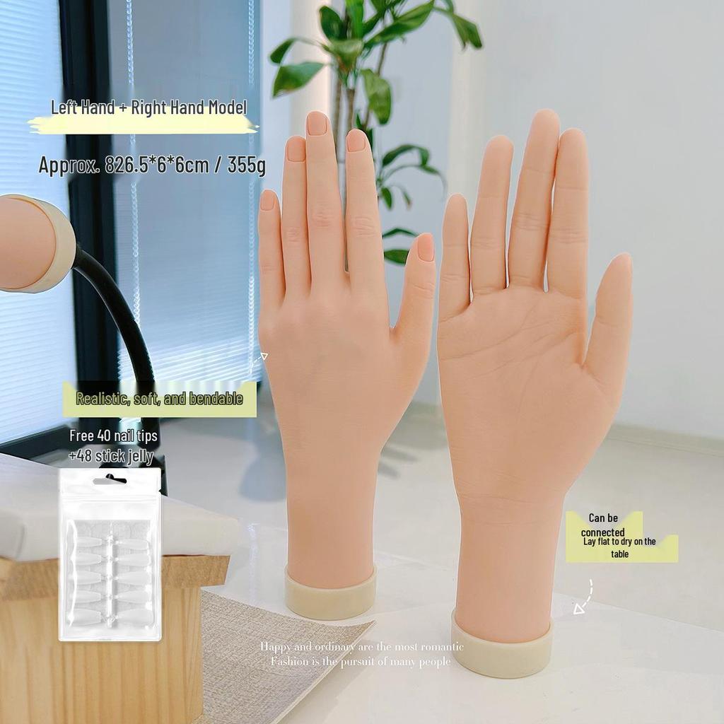 Soft Bendable Manicure Practice Hand Model for Nail Display and Training