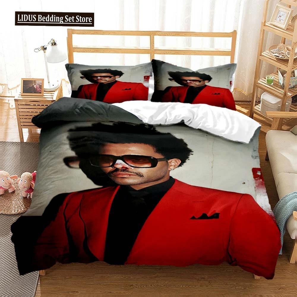 Die Weeknd Mode Popstar 3D Gedruckte Bettwäsche Queen Bettwäsche-Set King-Size Bettwäsche-Set Weiche Bettbezug