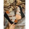 Women's Cross-Strap Casual Sandals 2025 Plus Size Summer New Arrival Fabric Platform Chunky Heel Wedges