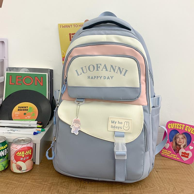 School Bag Girls High School Students High Quality Fashion Burgundy Junior High School Students Multi-layer Elementary School Students Backpack
