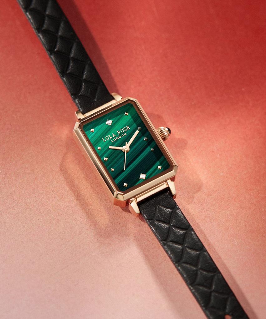 Lollalojeu Ms. Lola Malachite Textured Quilted Women'S Leather Watch