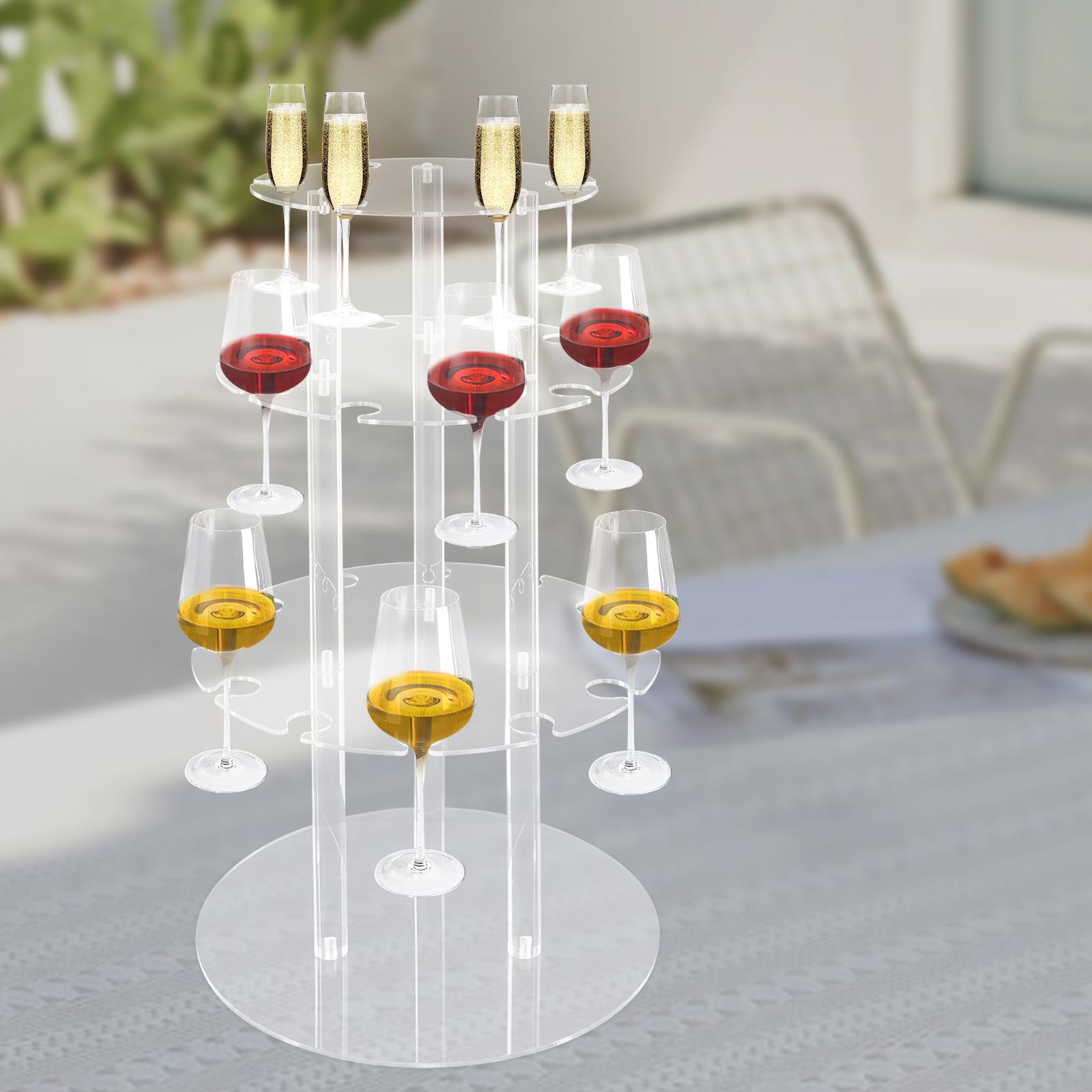 Supporto Display Scaffale Champagne a 3 Livelli con 28 Scomparti, Supporto Display Champagne Circolare Trasparente in Acrilico per Feste, Feste di Com