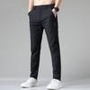 Ultra-thin Elastic Men's Casual Trousers Summer Quick-drying Ice Silk Slim Straight Business Solid Color Trousers Black Gray