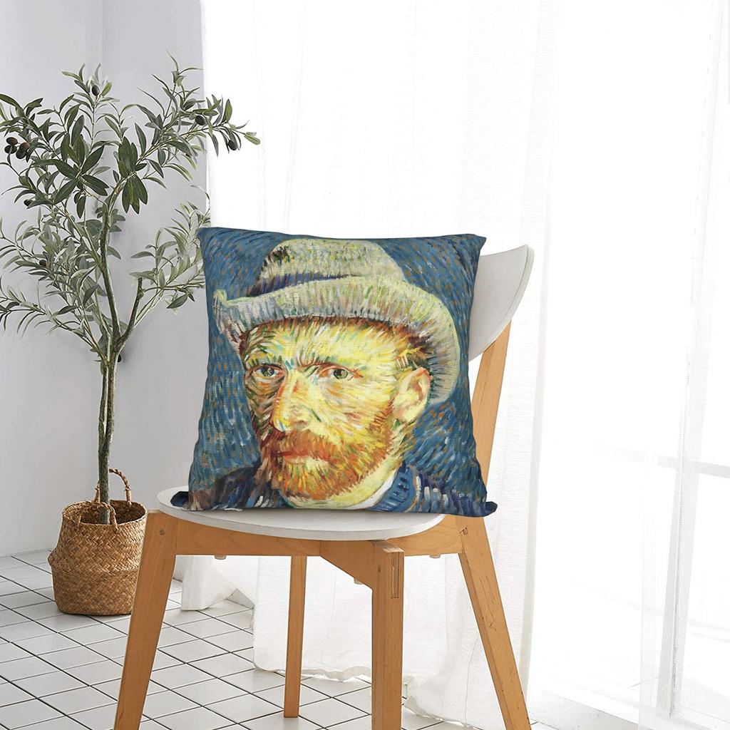 Self-portrait of Vincent Van Gogh Pillowcase Polyester Cushion Cover Gift Throw Pillow Case Cover Chair Dropshipping 45*45cm