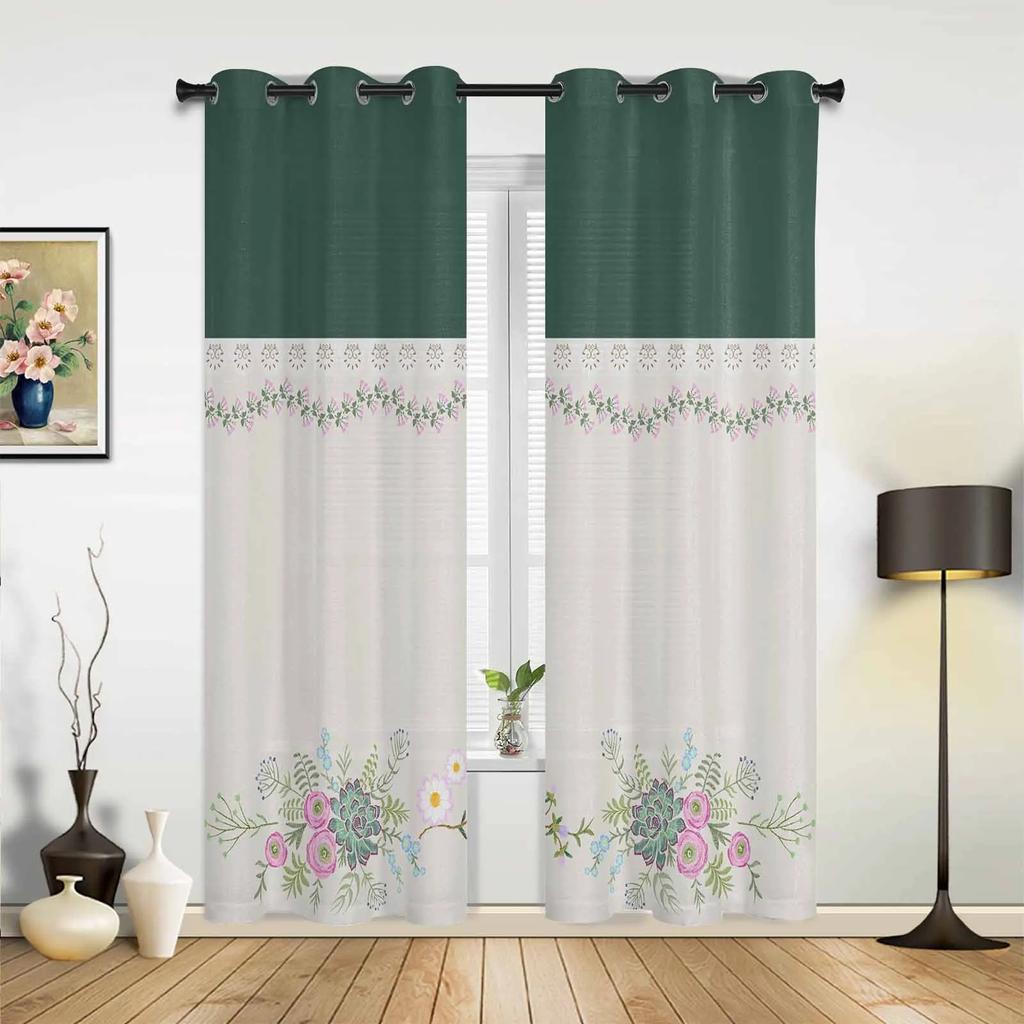 Spring Flower Plant Vanilla Wildflower Curtains for Bedroom Living Room Drapes Kitchen Kid's Room Window Curtain Home Decor