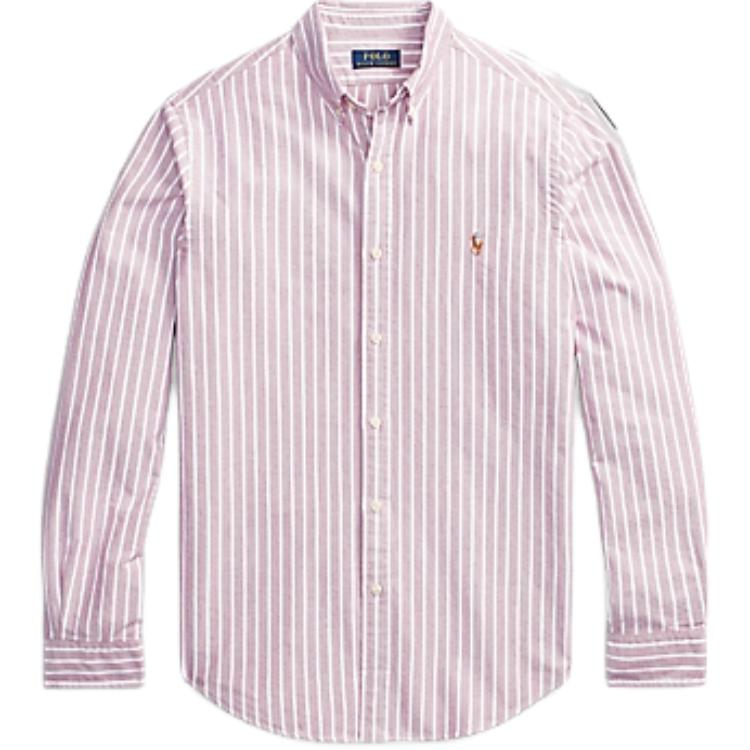 

Polo Ralph Lauren SS26 Small Pony Logo Embroidered Striped Long Sleeve Button-Down Shirt Slim Fit Men shirts 710924407-002 L