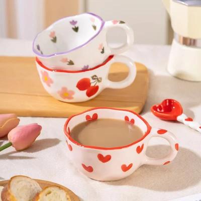 Taza de Cerámica con Cuchara y Asa de Conejo, Taza Irregular con Forma de Mano para Café, Leche, Té, Taza para Desayuno, Avena, Vajilla, Taza de Cocina