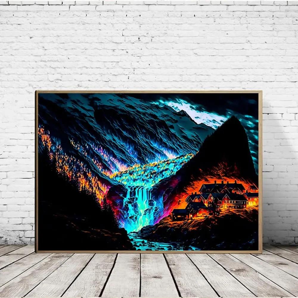 Abstract Fantasy Modern Landscape Fashion Posters and Prints Canvas Painting Wall Art Picture for Living Room Home Gift Decor