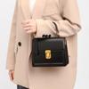 JIAERDI Retro Black Lock Handbag Women Leather Square Small Capacity Shoulder Bag Ladies Fashion Minimalist Design Crossbody Bag